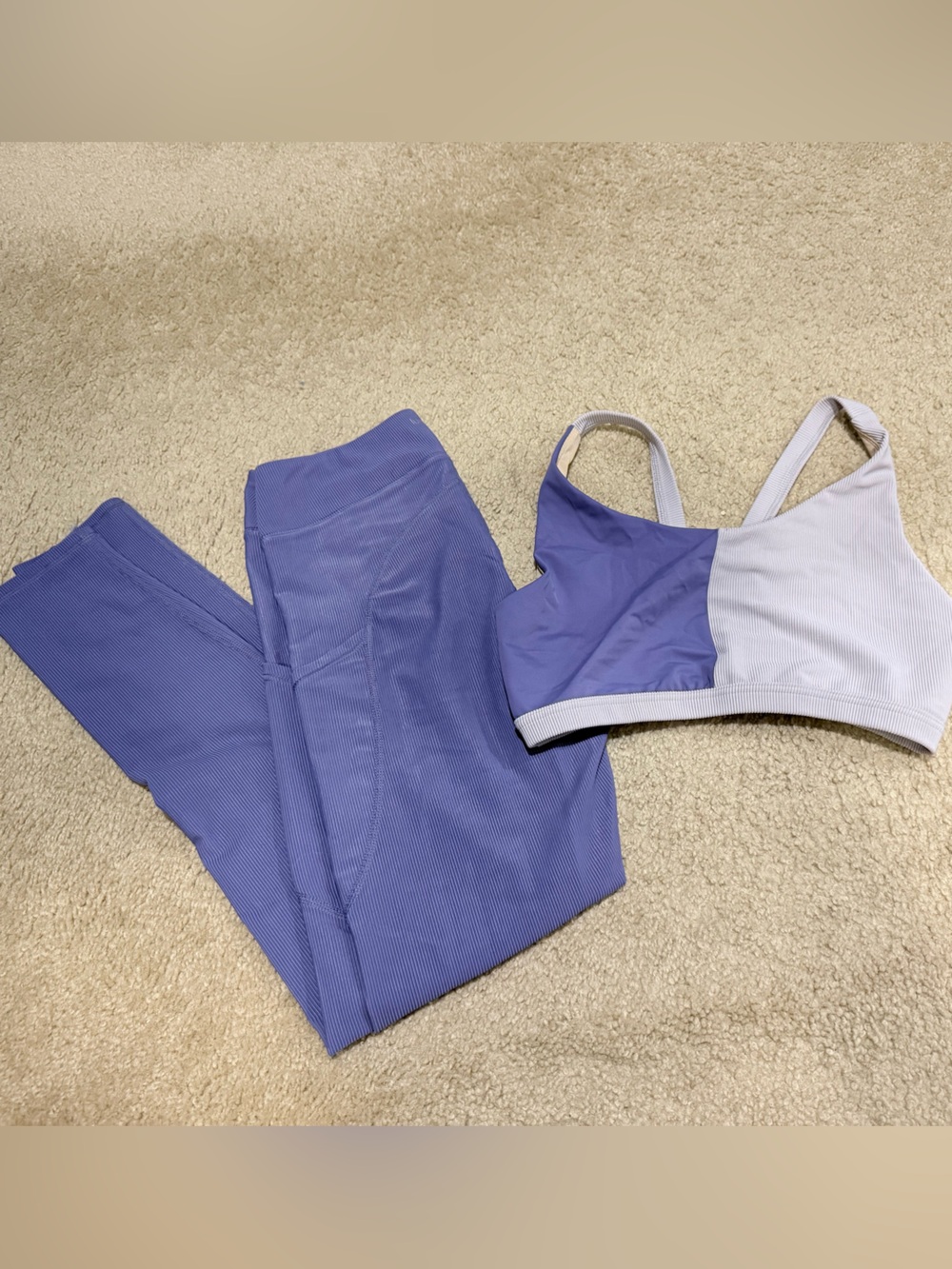 Two-Tone Blue & Grey Sports Bra and Leggings-Women’s Active Set